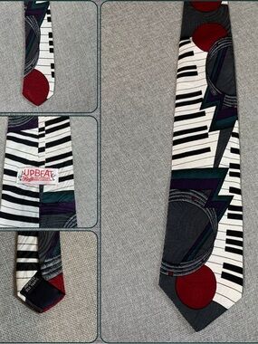 Vintage Piano Keyboard Abstract Music Silk Tie
